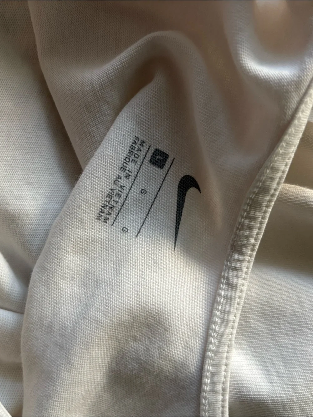 NIKE sz L Yoga Crop Tank Top Cream Off White Drawstring Hem